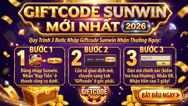 Giao diện các bước nhập mã giftcode tại cổng game sunwin Giao diện các bước nhập mã giftcode tại cổng game sunwin